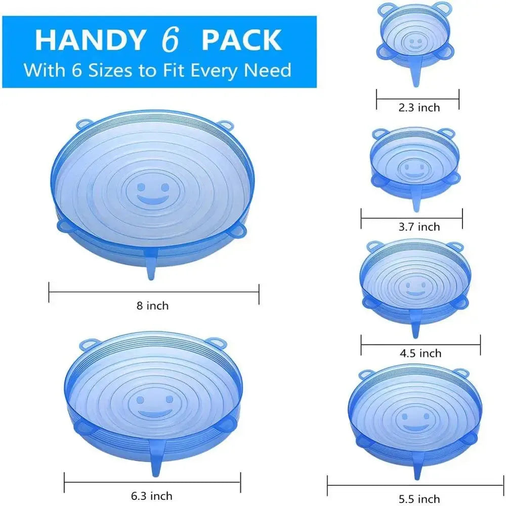 Set of 6pcs Silicone Food Covers for Different Size Dishes