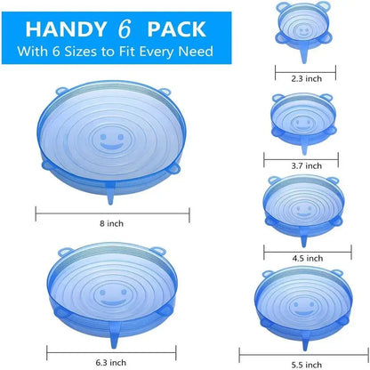 Set of 6pcs Silicone Food Covers for Different Size Dishes