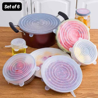 Set of 6pcs Silicone Food Covers for Different Size Dishes